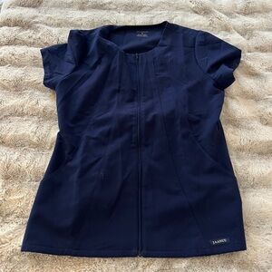 Jaanuu full zip navy scrub top